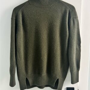 Vince Olive Green Cashmere Mock Turtleneck Sweater